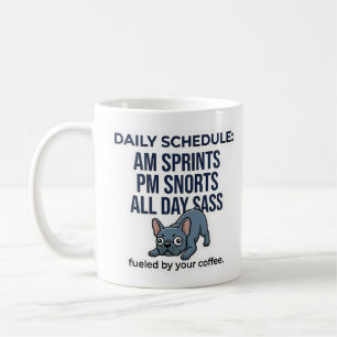 Taza De Café Horario Diario Divertido de Bulldog Francés Regalo
