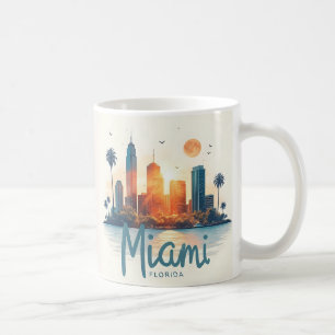 Taza De Café horizonte de la ciudad de Miami Florida