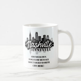 Taza De Café Horizonte de Nashville minimalista, ciudad de Tenn