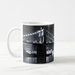 Taza De Café Horizonte de Nueva York Puente de Brooklyn monocro