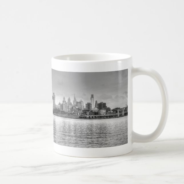 Taza De Café Horizonte de Philadelphia en blanco y negro (Derecha)