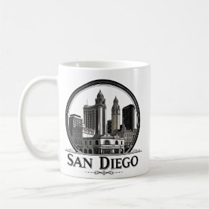 Taza De Café Horizonte de San Diego California–Arte de Paisaje 