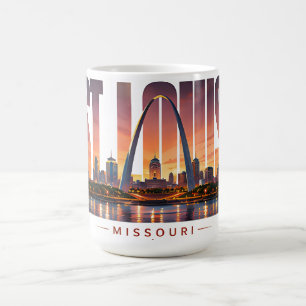 Taza De Café Horizonte de St Louis Missouri Nombre de la Ciudad