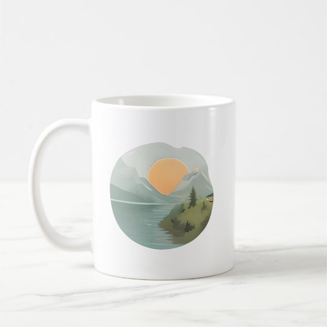 Taza De Café Horizonte dorado: La puesta de sol en el lago (Izquierda)
