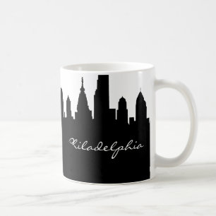 Taza De Café Horizonte negro y blanco de la ciudad de