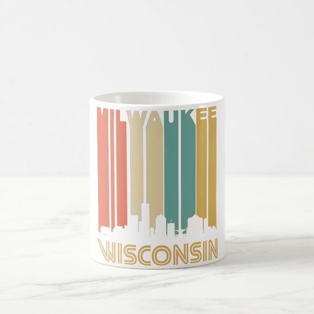 Taza De Café Horizonte retro de Milwaukee (Centro)