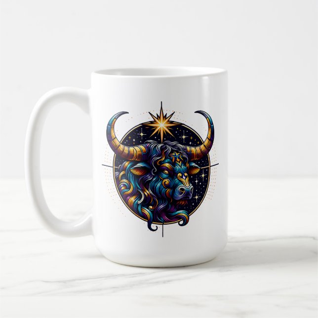 Taza De Café Horoscopio Rótulo Taurus Zodiac Astrología (Izquierda)