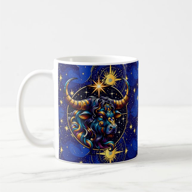 Taza De Café Horoscopio Rótulo Taurus Zodiac Astrología (Izquierda)