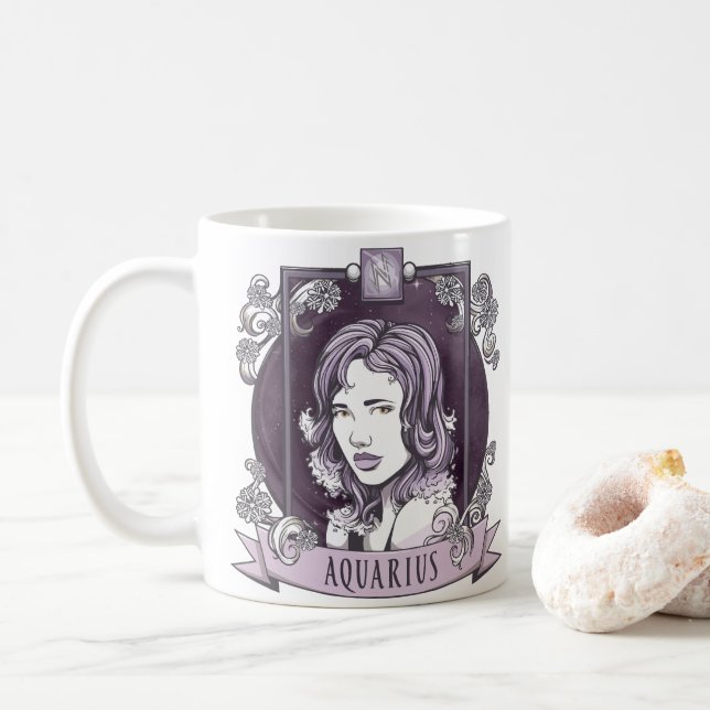 Taza De Café Horóscopo - AQUARIUS (Con donut)