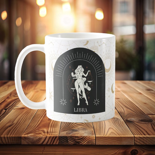 Taza De Café Horóscopo de las Estrellas Místicas Libra Zodiac (Mystic Libra Zodiac Stars Horoscope Coffee Mug)