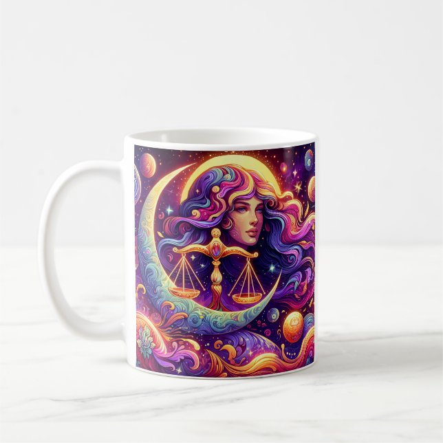 Taza De Café Horóscopo Rótulo Libra Zodiac Eéreo Arte místico (Izquierda)