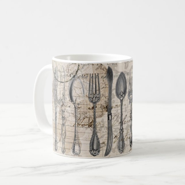 Taza De Café Horquillas y cucharas de época Mug - Cocina retro (Anverso izquierdo)