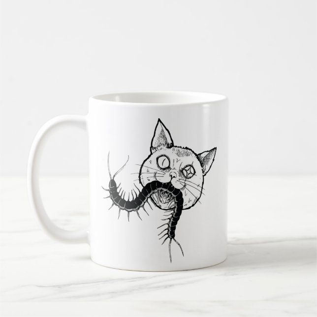 Taza De Café Horror cat anime art (Izquierda)