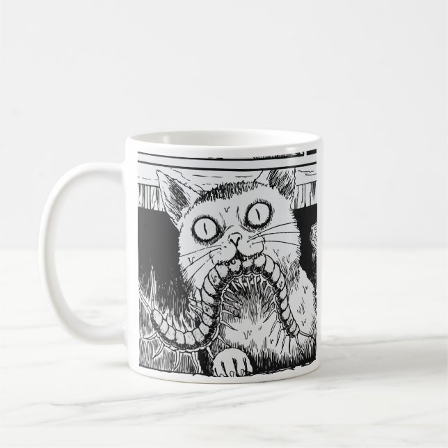 Taza De Café Horror cat anime art (Izquierda)