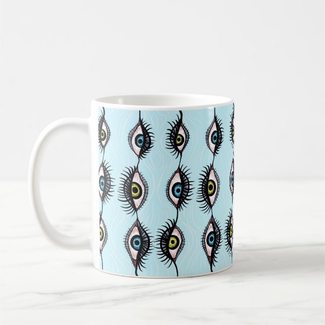 Taza De Café Horror gótico espeluznante ojos brujos (Izquierda)