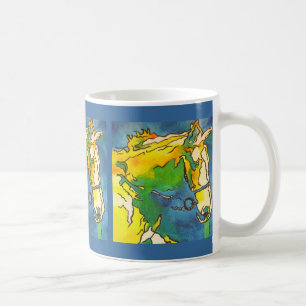 Taza De Café "Horse and Bridle Colorous Black Conesquema Art" #