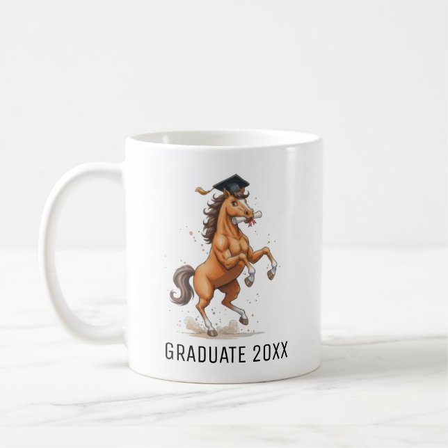 Taza De Café Horse Graduation Personalized (Izquierda)