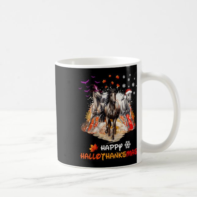 Taza De Café Horse Halloween And Merry Christmas Happy Hallotha (Derecha)