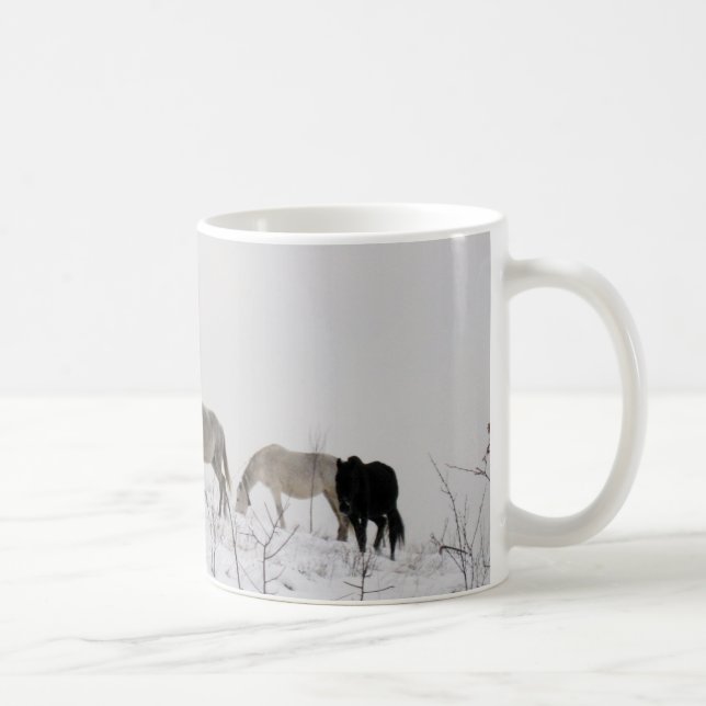 Taza De Café Horses Winter Photo Classic White Mug (Derecha)