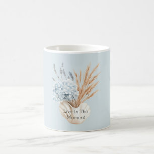 Taza De Café Hortensia Azul Flores de Lavanda en Jarrón