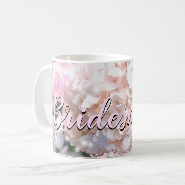 Taza De Café Hortensias blancas románticas rosas de encaje Dama (Anverso izquierdo)
