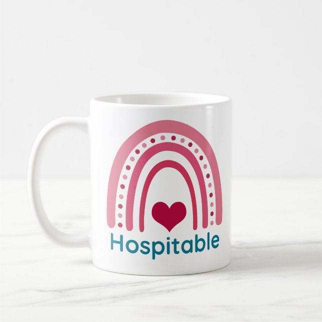 Taza De Café Hospicio Viva Magenta Boho Arcoiris (Izquierda)