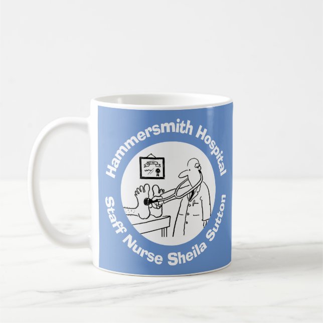 Taza De Café Hospital, Clínica o Cirugía con Nombre de Enfermer (Izquierda)