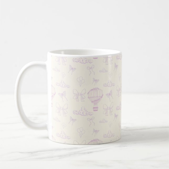 Taza De Café Hot Air-Balloon And Bows Seamless Pattern (Izquierda)