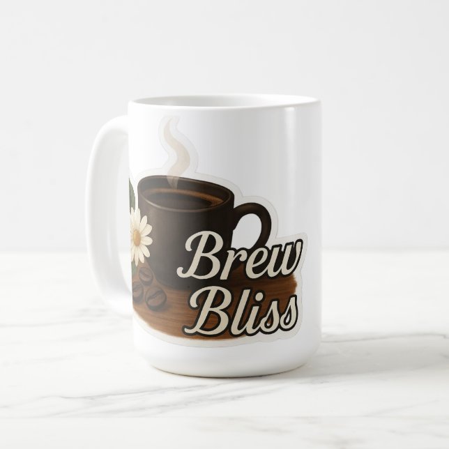 Taza De Café Hot Coffee Cup with Flower and Coffee Beans – Cozy (Anverso izquierdo)