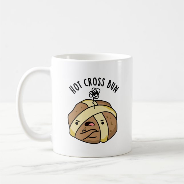 Taza De Café Hot Cross Bun Funny Food Pun (Izquierda)