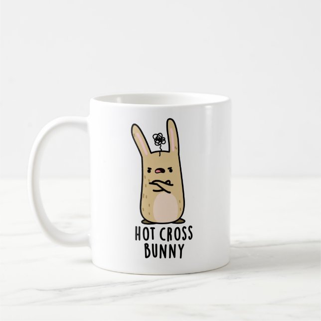 Taza De Café Hot Cross Bunny Gracioso Conejo Angry Pun (Izquierda)