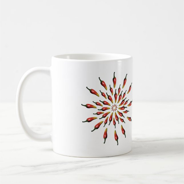 Taza De Café Hot Peppers Mandala Nombre personalizado (Izquierda)