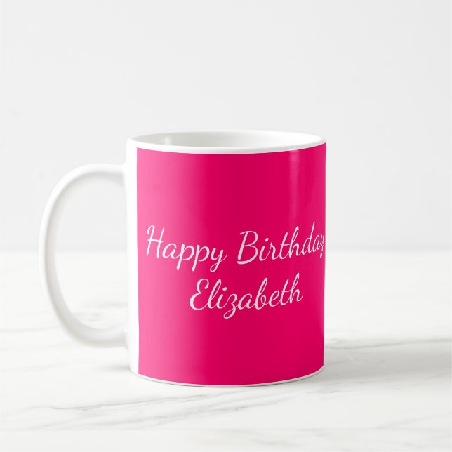 Taza De Café Hot Pink Happy Birthday 50 y Fabulous Personalize (Izquierda)