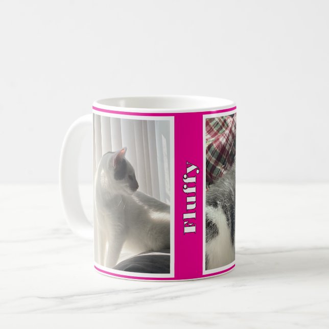 Taza De Café Hot Pink Pet Photos and Names  (Anverso izquierdo)