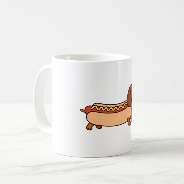 Taza De Café Hotdog Cute dachshund (Anverso izquierdo)