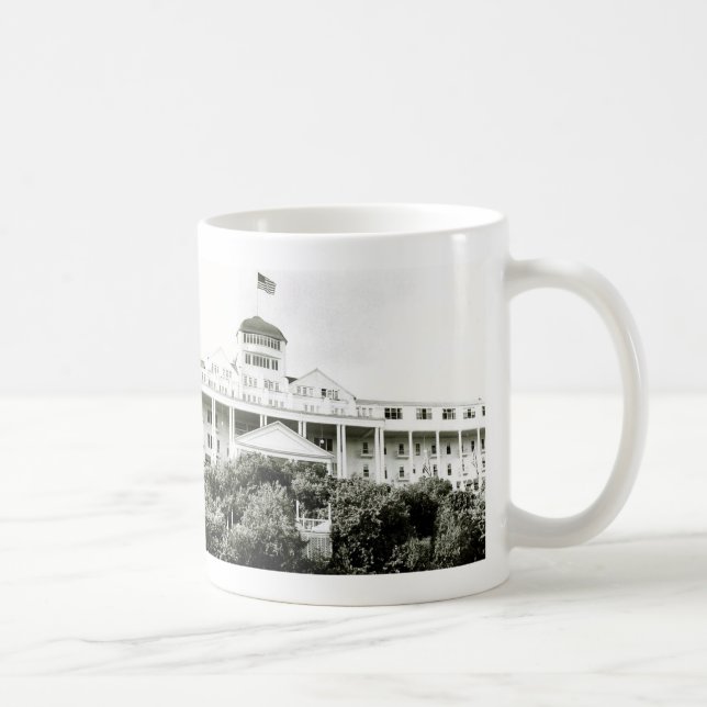 Taza De Café Hotel magnífico, isla de Mackinac, blanco y negro (Derecha)