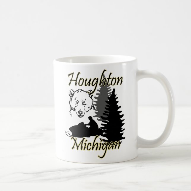Taza De Café Houghton Michigan Snowmobile Bear Mug (Derecha)