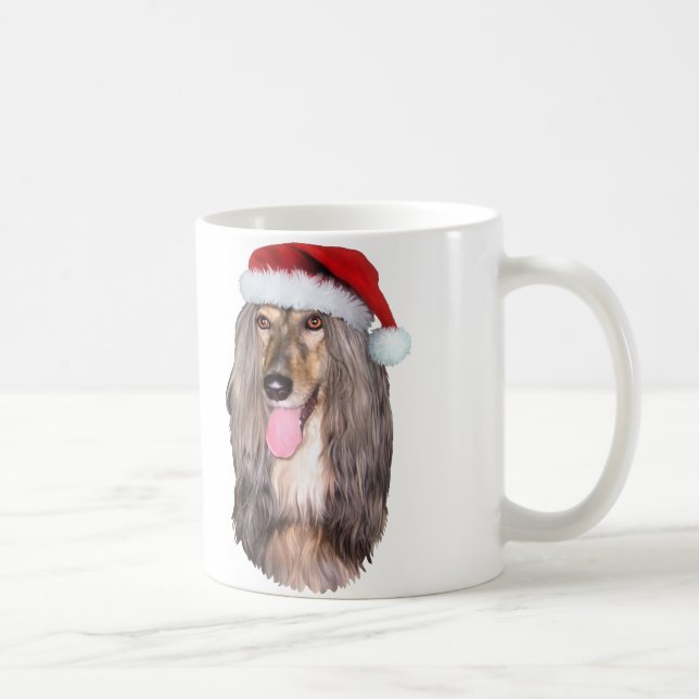 Taza De Café Hound afgano Santa Claus (Derecha)