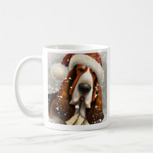 Taza De Café Hound Basset, Santa, Navidades Coffee Mug