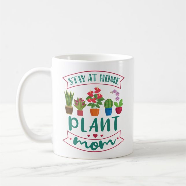 Taza De Café Houseplant Lover Stay At Home Plant Mom (Izquierda)