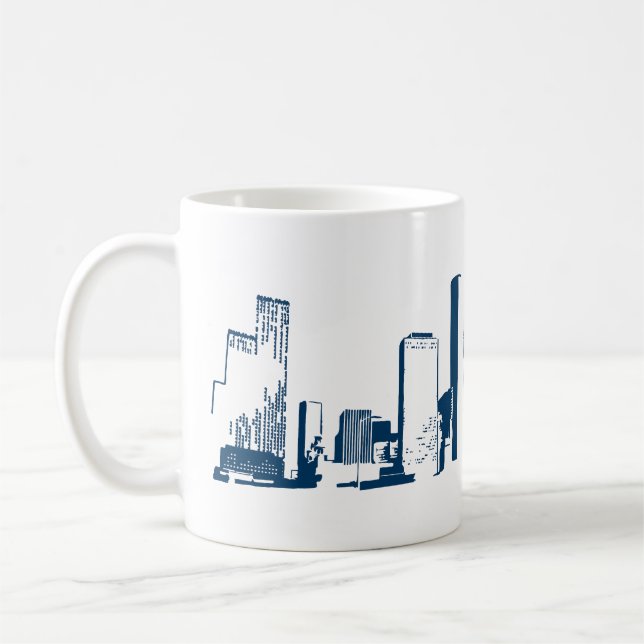 Taza De Café Houston, Texas Skyline, Marina - Línea de arte (Izquierda)