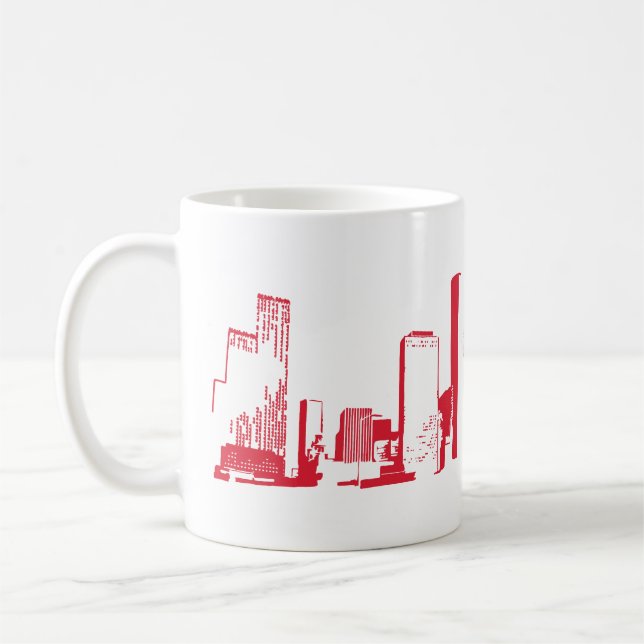 Taza De Café Houston, Texas Skyline, Red - Line Art (Izquierda)