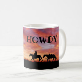 Taza De Café Howdy Cowboy Horse Western Sky