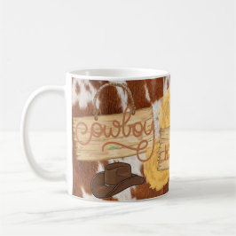 Taza De Café Howdy Cowboy Piel de vaca Tema Mug personalizado
