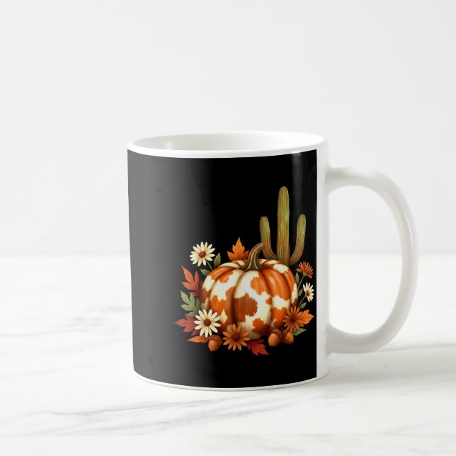 Taza De Café Howdy Fall Pumpkin Retro Western Cowboy Cow Hallow (Derecha)