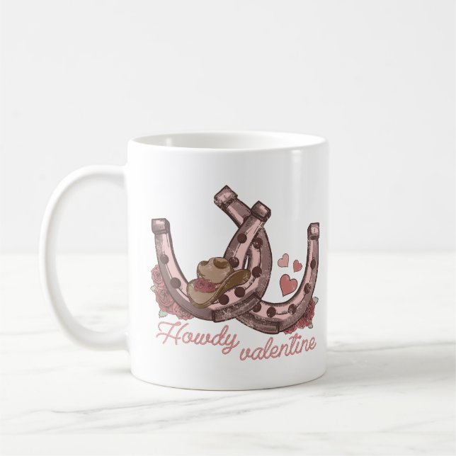 Taza De Café Howdy Valentine Western Horseshoes (Izquierda)