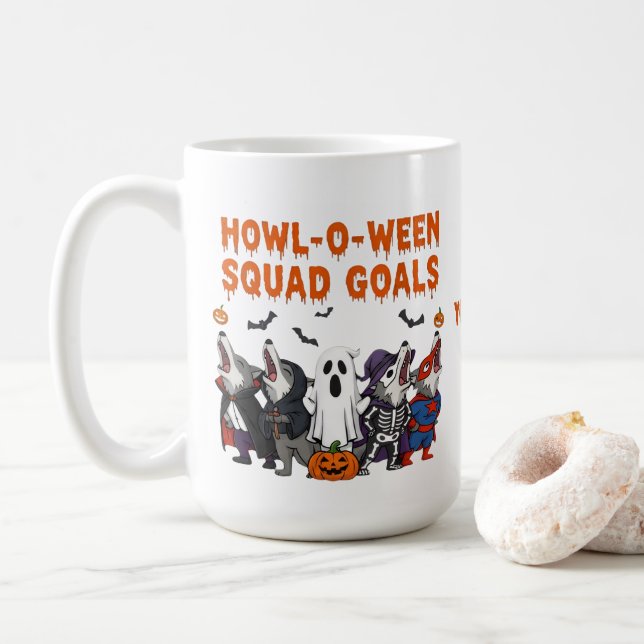 Taza De Café Howl-o-ween Squad Goals – Funny Halloween (Con donut)