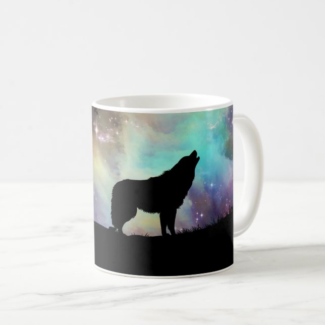 Taza De Café Howling Wolf Silhouette Coffee Mug (Anverso derecho)