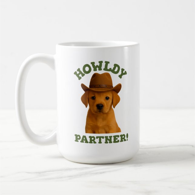 Taza De Café HowlPartner Cute Cowboy Puppy (Izquierda)