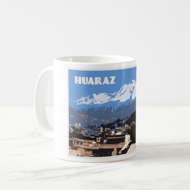 Taza De Café Huaraz Perú: Vista de la montaña Huascarin (Anverso izquierdo)